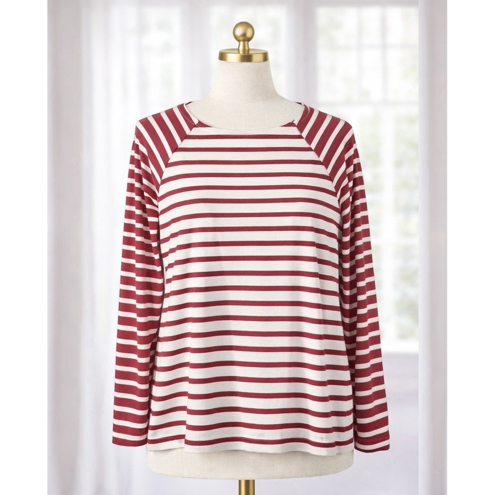 Vineyard Vines Tee Top‎ Pink Striped Stretch Boat Neck Tee Peru Cotton Stretch S